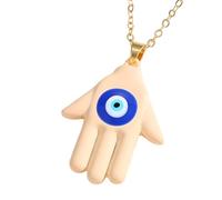 LMRJHAZM Collar Hamsa para Mujeres y Hombres, Multicolor Hamsa Hand Evil Oye Collar de Ojo Azul Cadena de suéter de Mano de Ojo Azul Fátima, Mano de Fátima con Ojo Turco Turco