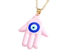 LMRJHAZM Collar Hamsa para Mujeres y Hombres, Multicolor Hamsa Hand Evil Oye Collar de Ojo Azul Cadena de suéter de Mano de Ojo Azul Fátima, Mano de Fátima con Ojo Turco Turco