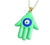 LMRJHAZM Collar Hamsa para Mujeres y Hombres, Multicolor Hamsa Hand Evil Oye Collar de Ojo Azul Cadena de suéter de Mano de Ojo Azul Fátima, Mano de Fátima con Ojo Turco Turco