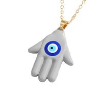 LMRJHAZM Collar Hamsa para Mujeres y Hombres, Multicolor Hamsa Hand Evil Oye Collar de Ojo Azul Cadena de suéter de Mano de Ojo Azul Fátima, Mano de Fátima con Ojo Turco Turco