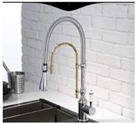 LMRJHAZM European Brass Gold Terminated Faucet Tray out Basin Fregadero de Primavera Fregadero Multifunción Gold de Agua giratoria (Cromo y Oro)