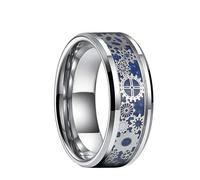 LMRJHAZM Girl Products - Anillo de compromiso de acero de carburo de tungsteno de 8 mm con engranaje de fibra de carbono azul para hombre, regalo, 10 UK, A