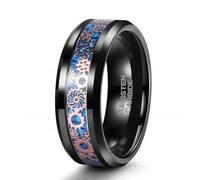 LMRJHAZM Girl Products - Anillo de compromiso de acero de carburo de tungsteno de 8 mm con engranaje de fibra de carbono azul para hombre, regalo, 10 UK, A