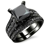 LMRJHAZM Girl Products - Anillos para mujer y hombre, promesa de boda, oro negro, retro, para hombre y mujer, juego de anillos de regalo, 6, A