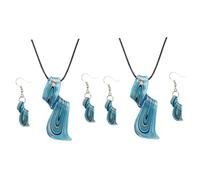 LMRJHAZM Girl Products - Juego de 2 collares y pendientes de oro hechos a mano para mujer, regalos azules
