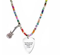 LMRJHAZM Joyas Colorido Pele de Guitarra con Cuentas para niñas Regalos de adolescencia para Adolescentes Hecho a Mano Personalizada de Acero Inoxidable Nota Colgante Colgante Bohemio niñas para