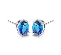 LMRJHAZM Joyería Celella Diseño Simple 925 Joyas Pendientes de Piedras Preciosas en Forma de Oval