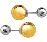 LMRJHAZM Pendientes de acero inoxidable hipoalergénico para mujeres: pernos de doble bola de oro y plata, joyas minimalistas para delicadas para diariamente/boda/regalo (geométrico, dos tonos,