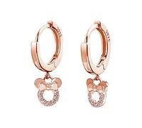 LMRJHAZM Pendientes de aro colgantes de ratones pequeños para mujeres 925 STERLING SITERLE Pink Pink Cubic Zirconia Charm Rate Animal Rate Huggie Sleeper Hoops Cartílago hipoalergénico para joyas de