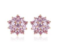 LMRJHAZM Pendientes de flor de piedras preciosas de zafiro 100% rosa tachuelas para la oreja del regalo de joyería fina