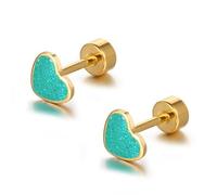 LMRJHAZM Pendientes de titanio con forma de corazón de 18 g para mujeres y niñas, de acero inoxidable, chapados en oro de 14 quilates, hipoalergénicos, con lentejuelas, para cartílago, tragus