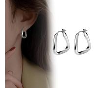 LMRJHAZM Pendientes geométricos de metal de productos para niñas Pendientes de aro cuadrados chapados en oro de 18k, aretes de aro de oro gruesos para mujeres, pequeños pendientes minimalistas de