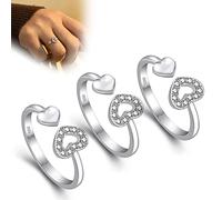 LMRJHAZM Productos de niñas El amor entre una abuela y una nieta es Forever Ring, 3 PC ABTENTABLE ABSERIBLE DOBLE Heart Love Rings Regals