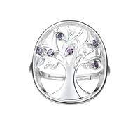LMRJHAZM Productos de niñas Silver Wisdom Tree of Life Ring Topaz Crystal Pave Hollow Out Plant Charm Dainty Daily Jewelry-T06 Regalos