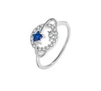 LMRJHAZM Productos para niñas Creative Round Planet Sapphire Little Star Lover Ring Sterling S925 Silver Engagement Bride Fiesta de regalo Joya-N47 Regalos