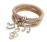 LMRJHAZM Pulsera de bloqueo con llave para mujeres y hombres - 925 STERLING SILVER 3Colors/Lot Árbol Pulsero de cristal Búho Llave Música Música Nota Butterfly Heart Charm Bangle, Lock and Key Collar