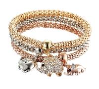 LMRJHAZM Pulsera de bloqueo con llave para mujeres y hombres - 925 STERLING SILVER 3Colors/Lot Árbol Pulsero de cristal Búho Llave Música Música Nota Butterfly Heart Charm Bangle, Lock and Key Collar