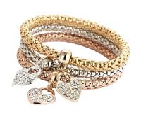 LMRJHAZM Pulsera de bloqueo con llave para mujeres y hombres - 925 STERLING SILVER 3Colors/Lot Árbol Pulsero de cristal Búho Llave Música Música Nota Butterfly Heart Charm Bangle, Lock and Key Collar