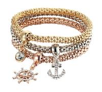 LMRJHAZM Pulsera de bloqueo con llave para mujeres y hombres - 925 STERLING SILVER 3Colors/Lot Árbol Pulsero de cristal Búho Llave Música Música Nota Butterfly Heart Charm Bangle, Lock and Key Collar