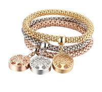 LMRJHAZM Pulsera de bloqueo con llave para mujeres y hombres - 925 STERLING SILVER 3Colors/Lot Árbol Pulsero de cristal Búho Llave Música Música Nota Butterfly Heart Charm Bangle, Lock and Key Collar