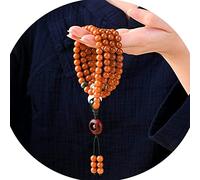 LMRJHAZM Pulsera de Panzhu, Rosario Budista, raíz de Bodhi Amarillo 108 Oración Mala Beads Collar Tibetano para Joyas de Yoga de meditación elástica Unisex (Color: a)