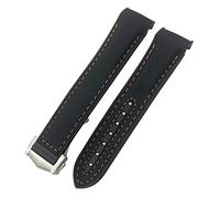 LMRJHAZM Teysha 19 mm 20 mm 21 mm 22 mm Banda de vigilancia de goma para Omega Planet Ocean Diver 300 Silicona Nylon Sports Store (color: Blue White Leather, Tamaño: 21 mm)