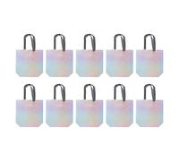Lmrysalque 10Pcs Glossy Reusable Gift Bags Set Metallic Bling Design Non Woven Fabrics Tote Bulk with Handles for Holiday Parties (plata)