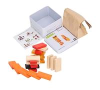 Lmrysalque Bloques de dominó, bloques de madera, juego educativo con caja de hierro para niños a partir de 3 años