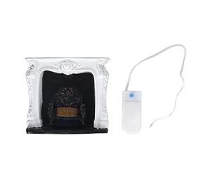 Lmrysalque Casa de muñecas LED Chimenea Rococó Simple Interruptor Control Portátil Resina 1:12 Decoración en Miniatura Casa de Muñecas