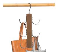 LMSAWK Gancho De Madera Maciza para Girar, Giratorio de 360° Perchas Bolsos, Colgador De Cinturón, para Cinturón, Corbata, Bufanda, Madera, Color Nogal