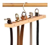 LMSAWK Percha para Cinturones de Madera, Rotación de 360 Grados Corbatas Colgador, Organizador para Cinturón, para Armario, 10 Ranuras, Color Madera