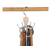 LMSAWK Rotación de 360 Grados Perchero para Cinturones, Percha de Madera para Cinturón, Corbatero Ganchos, para Calcetines, Guantes, 6 Ganchos, Color Madera