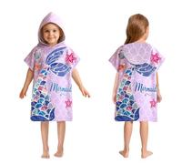LMSHOWOWO Toalla Infantil con Capucha, Microfibra Toalla de Baño para Niños, Toalla de Playa con Capucha, Suave y Absorbente Poncho de Surf, para Playa Piscina Niñas Niños 2-8 Años (Sirena)