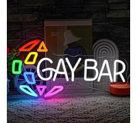 LMSIGNLY Bar Open Neon Signo Gay Bar LED Neon Light Rainbow LED Signo para Bar Ventana de Negocios Pub Cafe Hombre Cueva Club Restaurante Letrero Abierto Decoración Regalos