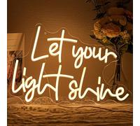 LMSIGNLY Deja que tu luz brille, letrero de neón para decoración de pared, letra de neón blanca cálida, letras LED regulables para bar, dormitorio, iglesia cristiana religiosa, decoración
