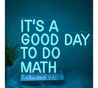 LMSIGNLY Es un buen día para hacer matemáticas Letrero de neón para aula Luz de neón de matemáticas Letrero de letra LED Letreros de neón LED Luces de neón LED azules para aula Habitación infantil