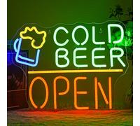 LMSIGNLY Letrero de neón abierto de cerveza fría para decoración de pared de cerveza, luz de neón para bar, pub, animación, letrero LED para hombre, cueva, hogar, tienda, bar, fiesta, bistró,