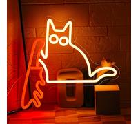 LMSIGNLY Letrero de neón con diseño de gato con cuchillo, divertido animal, luz de neón, letrero de luz LED para gatito, decoración de pared para el hogar, habitación de niños, dormitorio, tienda de