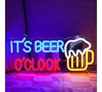 LMSIGNLY Letrero de neón de cerveza es la hora de la cerveza para decoración de pared Luz de neón de cerveza regulable USB Luz de neón LED de cerveza Letreros de neón de cerveza para decoración de