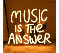 LMSIGNLY Music Is The Answer - Cartel de neón para decoración de pared, luz blanca cálida de neón, música en vivo, letrero LED para estudio, concierto, bar, dormitorio, fiesta
