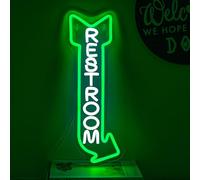 LMSIGNLY Señal de neón para decoración de pared de inodoro, letrero de neón, color blanco y verde neón, decoración para baños, hoteles, bares, hospitales, casas y otros lugares con inodoros