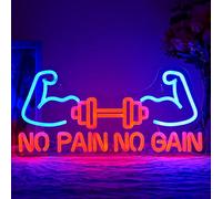 LMSIGNLY Sin dolor, sin ganancias, signo de neón de gimnasio, mancuernas de neón LED, 43 cm x 33 cm, acrílico, montaje en pared