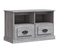LMTYOENFG Armario para TV Sonoma gris 80 x 35 x 50 cm con cajones | Mesa de TV compacta para sala de estar y dormitorio con 2 compartimentos y 2 cajones para mantener los medios organizados