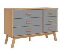 LMTYOENFG Cajonera de madera maciza de pino con 6 cajones, color gris | Aparador rústico de madera de pino con acabado encerado para dormitorio, pasillo y sala de estar, incluye soporte de pared.