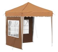 LMTYOENFG Carpa plegable de 195 x 195 cm - carpa plegable beige | Toldos flexibles para exteriores: marco de altura ajustable con dos paredes laterales y marco de acero resistente.