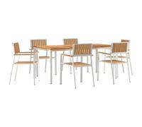 LMTYOENFG Juego de muebles de jardín de madera maciza de teca, acero | Elegante juego de terraza con construcción robusta para noches acogedoras en el jardín y cenas juntas.