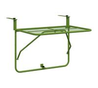 LMTYOENFG Mesa de balcón plegable, verde, 60 x 40 cm, barandilla de acero | Mesa de barandilla compacta de acero resistente en color verde para porche, balcón y pequeñas terrazas.