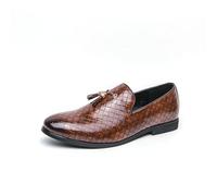 LMUIPMAA Borla Mocasines Hombre Verano Zapatos Traje Zapatos de Amplio sin Cordones,Marrón,41 EU