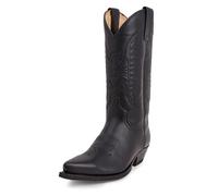 LMUIPMAA Botas Camperas para Hombre Punta Cuadrada Ancha Botas Vaqueras Retro Embroidered Botas a Media Pantorrilla,Negro,42 EU