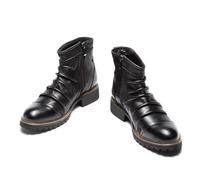 LMUIPMAA Botas Chelsea De Cuero para Hombre Bota De Tacón con Cremallera Lateral Doble,Negro,44 EU